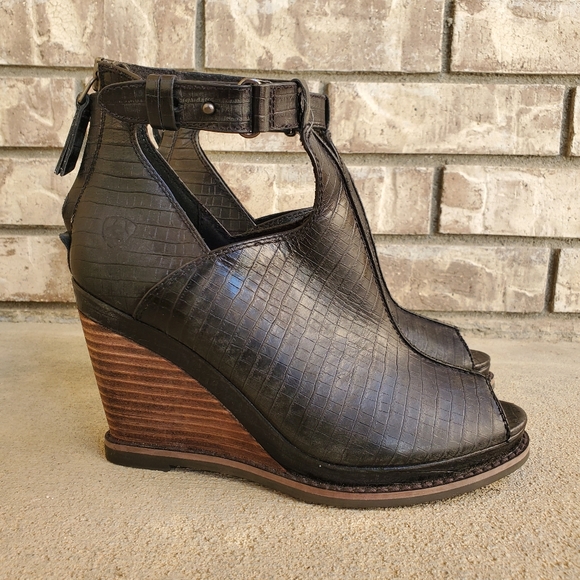 Ariat Backstage Wedge Peeptoe leather women's shoes NWOT 10019927 - Picture 8 of 12